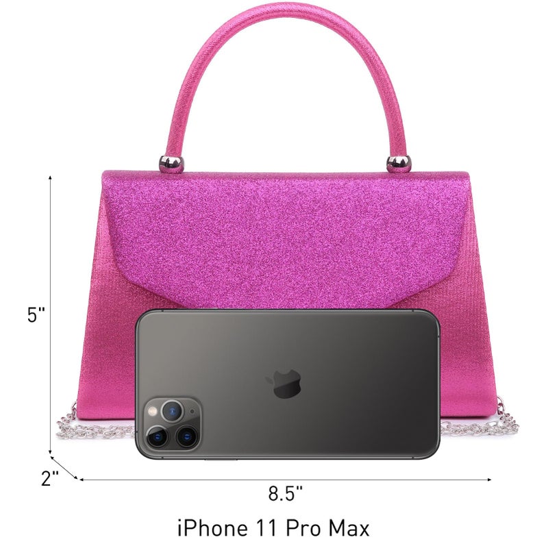 Dasein Women's Evening Bags Formal Party Clutches Wedding Purses Cocktail Prom Handbags with Frosted Glittering (Hot Pink) - Image 4